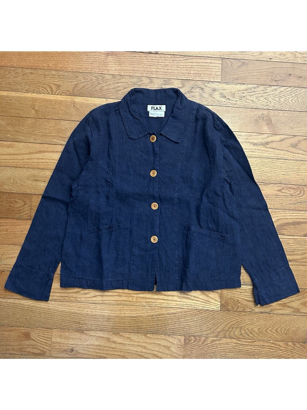 Flax 100% Linen Indigo Dyed French Chore Jacket Small